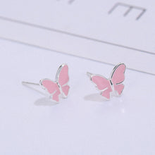Load image into Gallery viewer, Sterling silver stud earrings literary cute butterfly stud earrings Korean fashion earrings