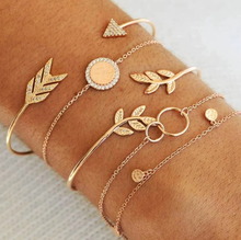 Load image into Gallery viewer, Arrow Leaf Bracelet Five Piece Bracelet