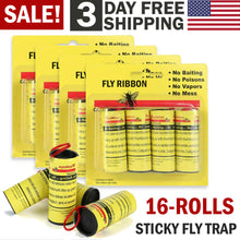 Load image into Gallery viewer, Insect Bug Fly Glue Paper Catcher Trap Ribbon Tape Strip Sticky Flies 16 Rolls