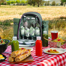 Load image into Gallery viewer, Picnic Backpack Set With Cutlery Kit Cooler Compartment Blanket For 4 Persons