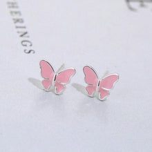 Load image into Gallery viewer, Sterling silver stud earrings literary cute butterfly stud earrings Korean fashion earrings