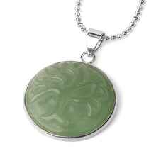 Load image into Gallery viewer, Tree of Life Carved Natural Stone Pendant Necklace Round Bead Quartz Purple Crystal Reiki Feminine Jewelry