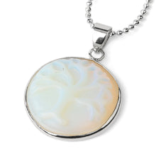 Load image into Gallery viewer, Tree of Life Carved Natural Stone Pendant Necklace Round Bead Quartz Purple Crystal Reiki Feminine Jewelry