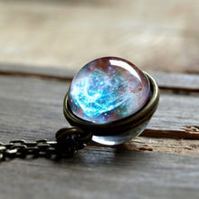 Load image into Gallery viewer, Cosmic Planet Time Gemstone Necklace Solar System Double Neck Glass Star Necklace