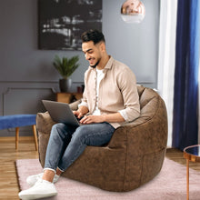 Load image into Gallery viewer, Bean Bag Chair Cover, Huge Bean Bag Chair For Adults And Kids No Filler, Leather Chair Cover For Living Room,Soft Washable Stuffed Animal Storage-Brown