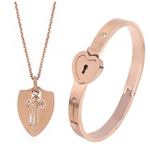 Load image into Gallery viewer, Titanium Steel Couple Love Lock, Bracelet, Key Set, Necklace