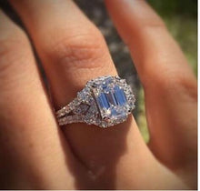 Load image into Gallery viewer, Luxury Silver Color AAA Princess Cut Square Crystal Zircon Stone Women Ring Brilliant Noble Wedding Engage Party Rings