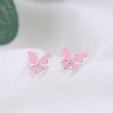 Load image into Gallery viewer, Sterling silver stud earrings literary cute butterfly stud earrings Korean fashion earrings