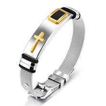 Load image into Gallery viewer, Steel mesh bracelet bracelet Bracelet gold cross titanium steel men's personality bracelet