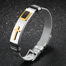 Load image into Gallery viewer, Steel mesh bracelet bracelet Bracelet gold cross titanium steel men's personality bracelet