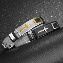 Load image into Gallery viewer, Steel mesh bracelet bracelet Bracelet gold cross titanium steel men's personality bracelet