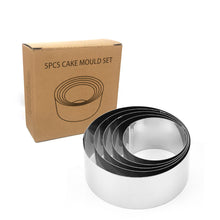 Load image into Gallery viewer, 6 Cm-10cm Stainless Steel Round Mousse Ring Cake Mold Cookie Cutter 5-piece Set