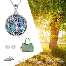 Load image into Gallery viewer, Tree of Life Locket Necklace Jewelry for Women Sterling Silver Celtic Family Tree Abalone Shell Lockets Jewelry Gifts for Mom Daughter