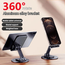 Load image into Gallery viewer, Foldable Phone Stand For Desk - Height Adjustable Cell Phone Holder Portable Cellphone Cradle Desktop Dock Metal Base 360 Degree Rotatable Compatible With Phone Tablet PC