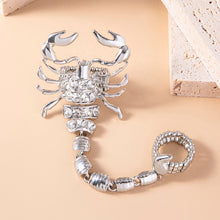 Load image into Gallery viewer, Big Scorpion Ring Gold Silver Crystal Scorpion Tail Elastic Double Finger Rings For Women Men