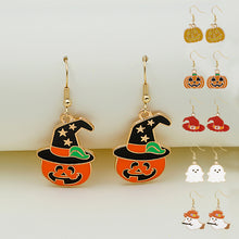 Load image into Gallery viewer, Halloween Earrings Cute Pumpkin Spooky Oil Drip Alloy Earrings Jewelry