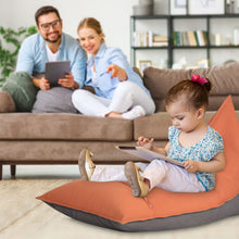 Load image into Gallery viewer, Stuffed Animal Storage Bean Bag Chair Cover For Kids And Parents - Cover ONLY, Washable Premium Canvas Stuffie Seat Orange Grey