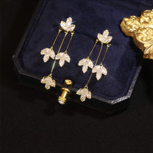 Load image into Gallery viewer, Zircon Maple Leaf Earrings Light Luxury Fashion Creative One