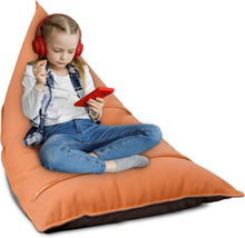 Load image into Gallery viewer, Stuffed Animal Storage Bean Bag Chair Cover For Kids And Parents - Cover ONLY, Washable Premium Canvas Stuffie Seat Orange Grey