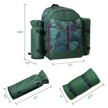 Load image into Gallery viewer, Picnic Backpack Set With Cutlery Kit Cooler Compartment Blanket For 4 Persons