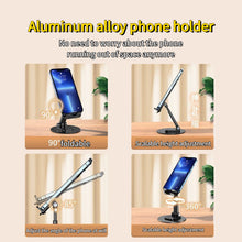 Load image into Gallery viewer, Foldable Phone Stand For Desk - Height Adjustable Cell Phone Holder Portable Cellphone Cradle Desktop Dock Metal Base 360 Degree Rotatable Compatible With Phone Tablet PC