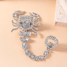 Load image into Gallery viewer, Big Scorpion Ring Gold Silver Crystal Scorpion Tail Elastic Double Finger Rings For Women Men
