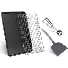 Load image into Gallery viewer, Cookie Sheets Non-stick Baking Sheet Set With Non-stick Jelly Roll Pan Rack Cookie Scoop Spatula