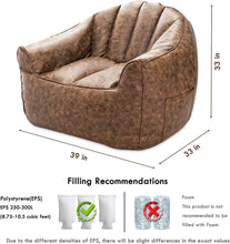 Load image into Gallery viewer, Bean Bag Chair Cover, Huge Bean Bag Chair For Adults And Kids No Filler, Leather Chair Cover For Living Room,Soft Washable Stuffed Animal Storage-Brown