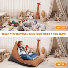 Load image into Gallery viewer, Stuffed Animal Storage Bean Bag Chair Cover For Kids And Parents - Cover ONLY, Washable Premium Canvas Stuffie Seat Orange Grey