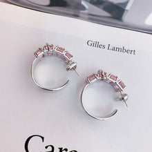 Load image into Gallery viewer, Peach Blossom Earrings Transparent Crystal Gemstone Ring Trend Stud Earrings Niche Design