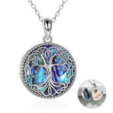 Load image into Gallery viewer, Tree of Life Locket Necklace Jewelry for Women Sterling Silver Celtic Family Tree Abalone Shell Lockets Jewelry Gifts for Mom Daughter