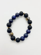 Load image into Gallery viewer, Chunky Studded Blue/Lava Bracelet