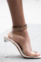 Load image into Gallery viewer, Crystal Black + Gold Stoned Anklets