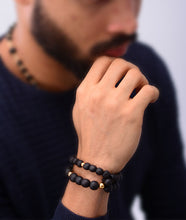 Load image into Gallery viewer, 2-In-1 Matte Black 925 Gold Bracelet