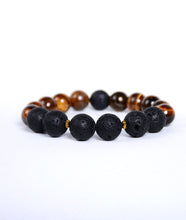 Load image into Gallery viewer, Lava + Tiger Eye Stoned Bracelet