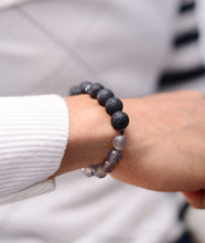 Load image into Gallery viewer, Lava + Grey Glossy Stoned Bracelet