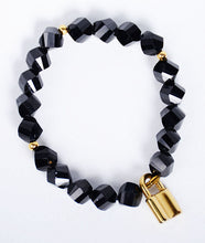 Load image into Gallery viewer, Lock Tassled Twisted Stone Bracelet