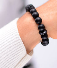 Load image into Gallery viewer, Smooth Dotted Onyx/ Lavastone Bracelet