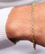 Load image into Gallery viewer, Siamise Linked White/Yellow Gold Bracelet